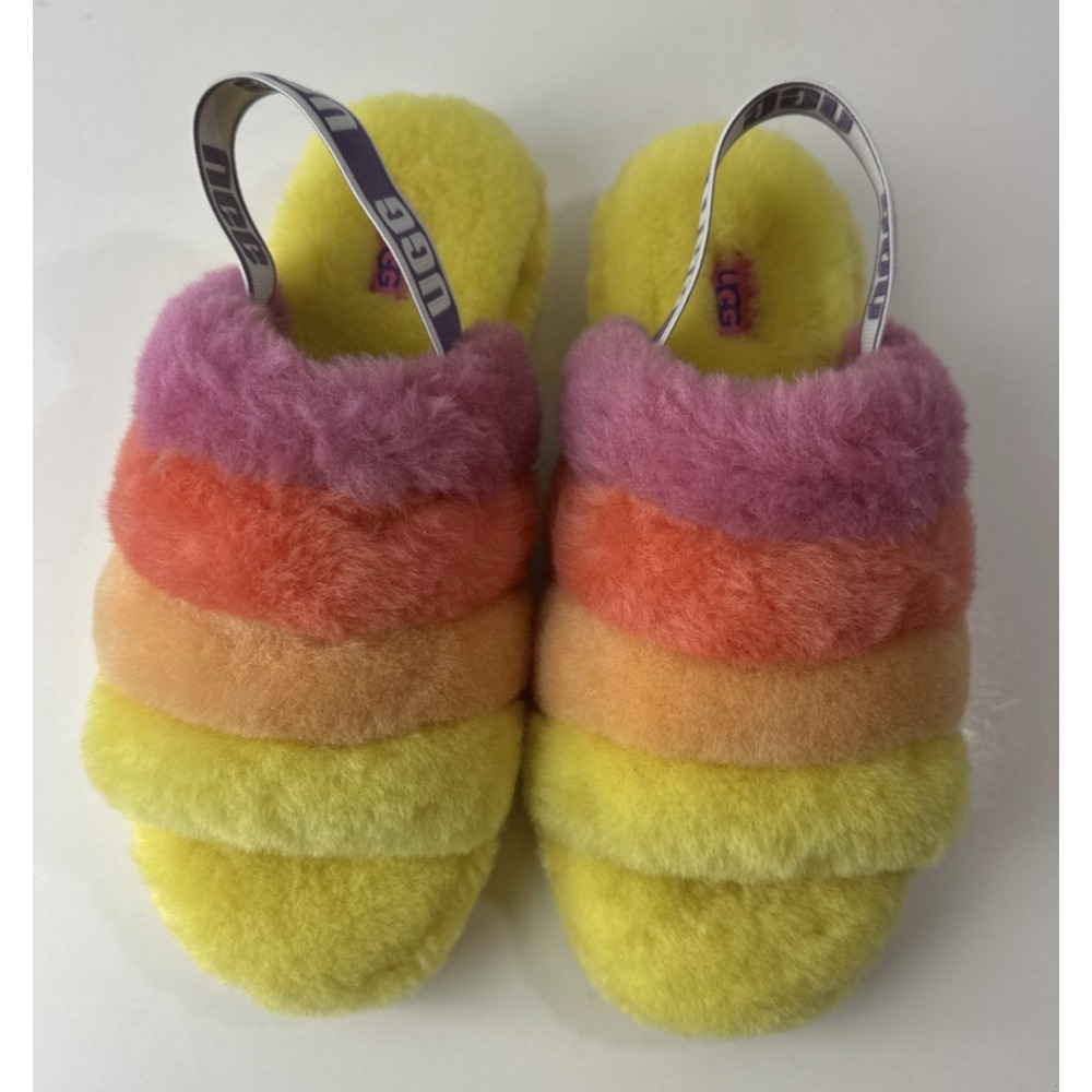 UGG Rainbow Fluff Yeah Slide Sandals Women's Size 8 Slippers New Without Tags - Picture 9 of 13